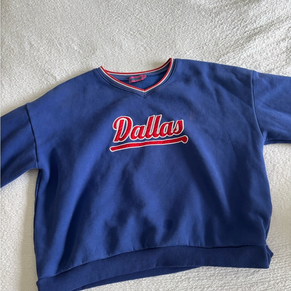 Blue Sweatshirt with Dallas Embroidery